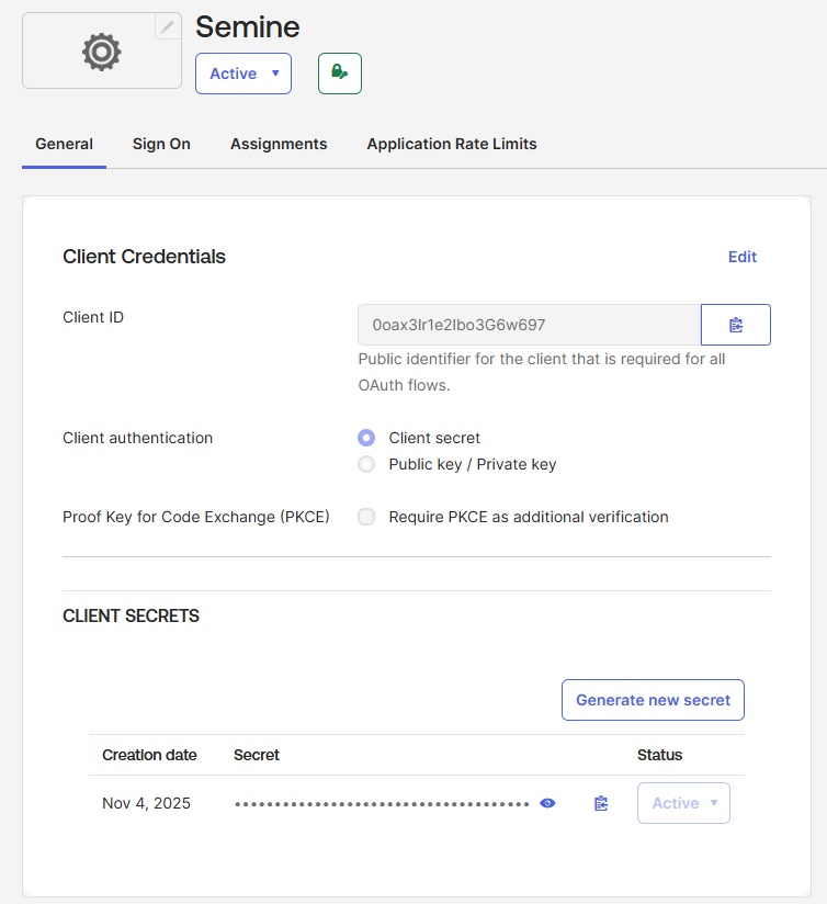 Client credentials configuration
