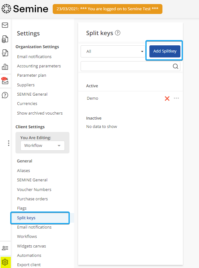 Split key settings