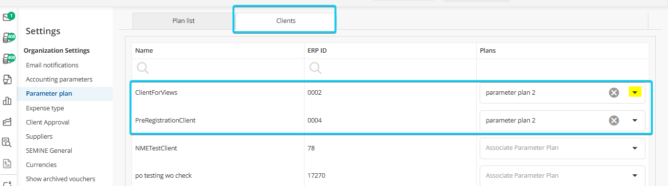 Assign clients to parameter plan