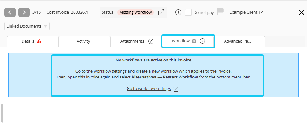 Missing workflow with no inactive workflows